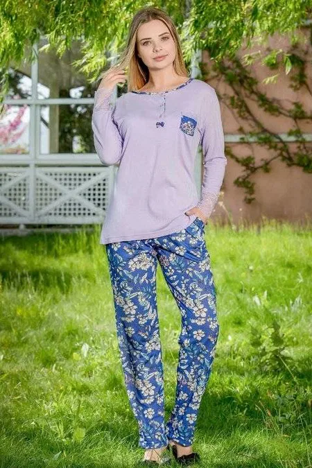 Yeni İnci Çiçekli Viskon Kadın Pijama Takımı Yeni İnci 1650