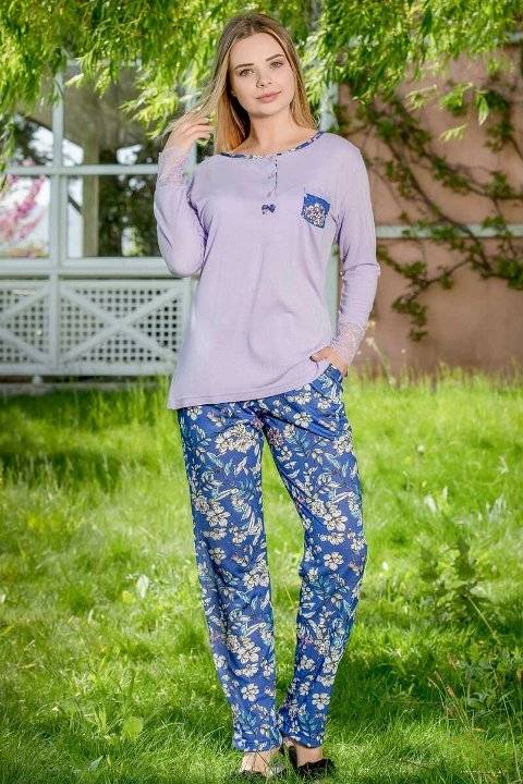 Yeni İnci Çiçekli Viskon Kadın Pijama Takımı Yeni İnci 1650