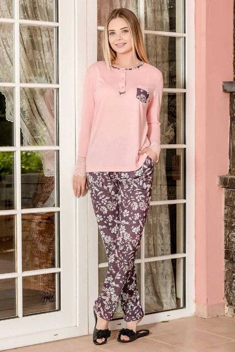 Yeni İnci Çiçekli Viskon Kadın Pijama Takımı Yeni İnci 1650 - Görsel 2