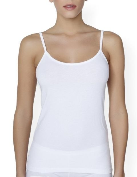 Pamuklu Esnek İp Askılı Atlet Çift Kaplan 746 - Beyaz