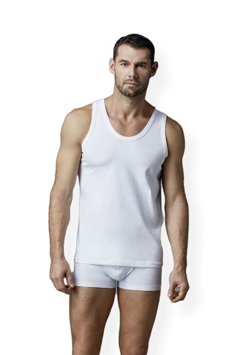 Ribanalı Kısa Kol Pamuklu Atlet Dagi 5001 - Beyaz