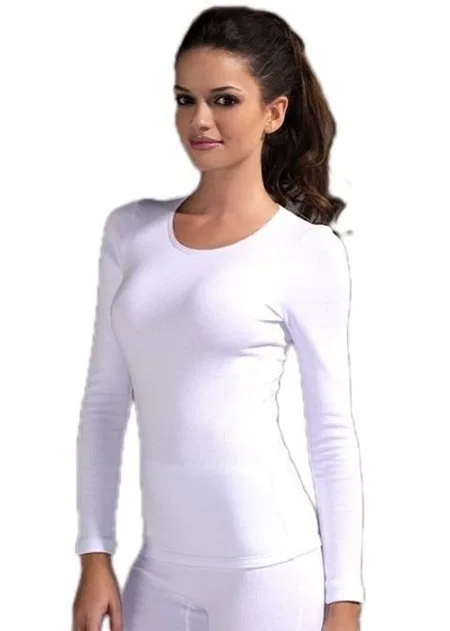 Termal Uzun Kol T-Shirt Beyaz Somon Ten Dagi 7682 - Ekru