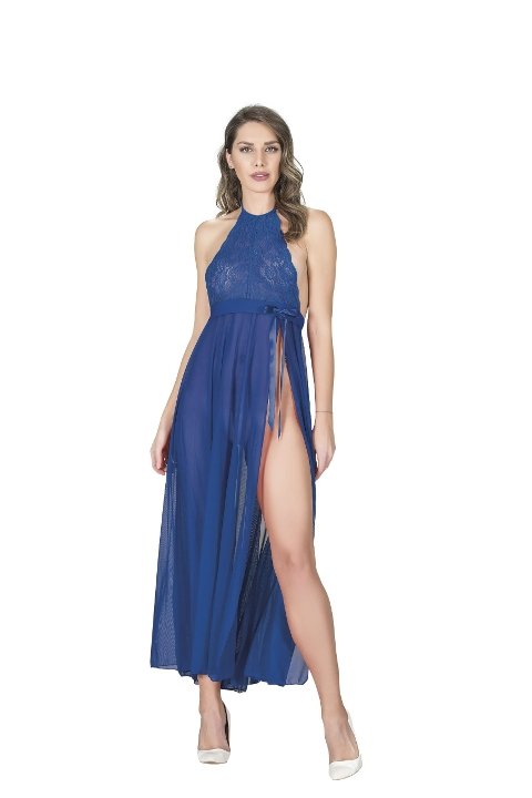 Dantelli Yırtmaç Detaylı Gecelik Tül Sistina 058