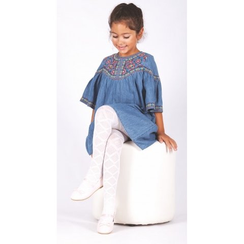 Pamuklu Kaydırmaz Çocuk Külotlu Çorap Daymod 2122009 - Beyaz