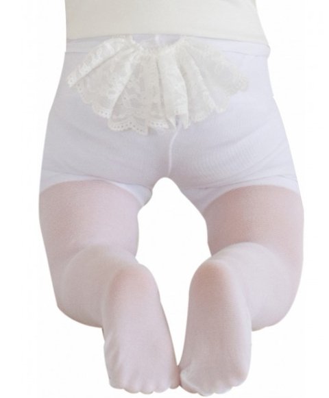 Beyaz Dantelli Bebek Külotlu Çorap Daymod 2145003 - Beyaz