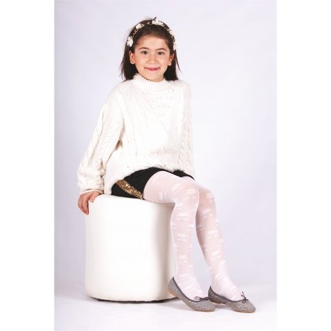 Pamuklu Kaydırmaz Taban Çocuk Külotlu Çorap Daymod 2125111 - Beyaz