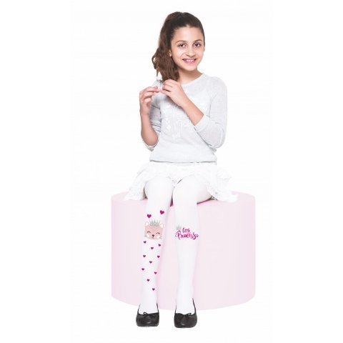 Yüksek Pamuk Oranı Kaydırmaz Taban Çocuk Külotlu Çorap Daymod 2125108 - Beyaz