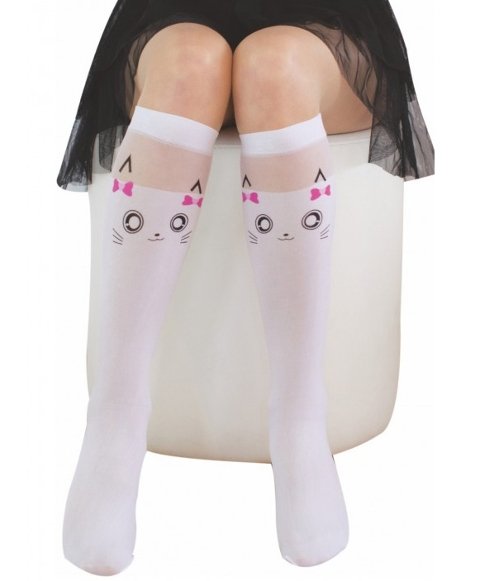 Pamuklu Çocuk Dizaltı Çorap Siyah Beyaz Daymod 2222011