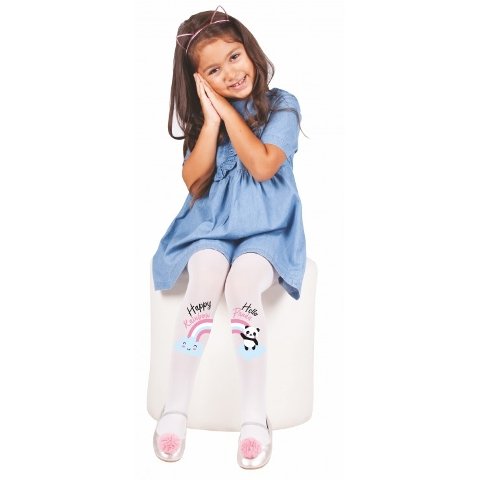 Yüksek Pamuk Oranı Kaydırmaz Taban Çocuk Külotlu Çorap Daymod 2125107 - Beyaz