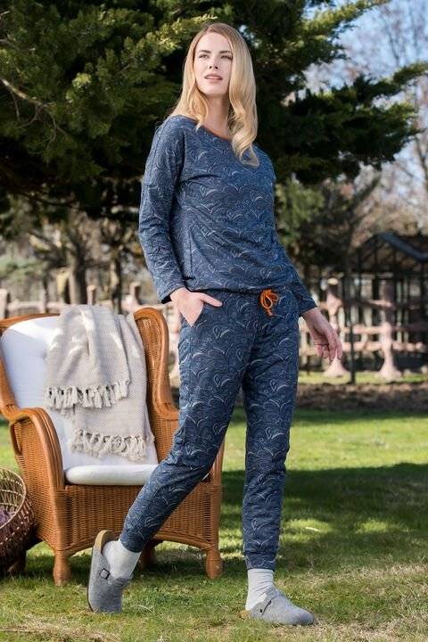 Yeni İnci Desenli Viskon Kadın Pijama Takımı Yeni İnci 1612