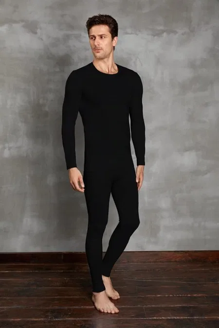 Fırçalı İç Yüzeyli Uzun Kollu T-Shirt Doreanse 2990 - Siyah
