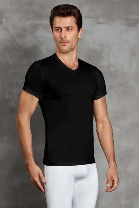 Viloft Termal V-Yaka Kısa Kollu T-Shirt Doreanse 2890 - Siyah