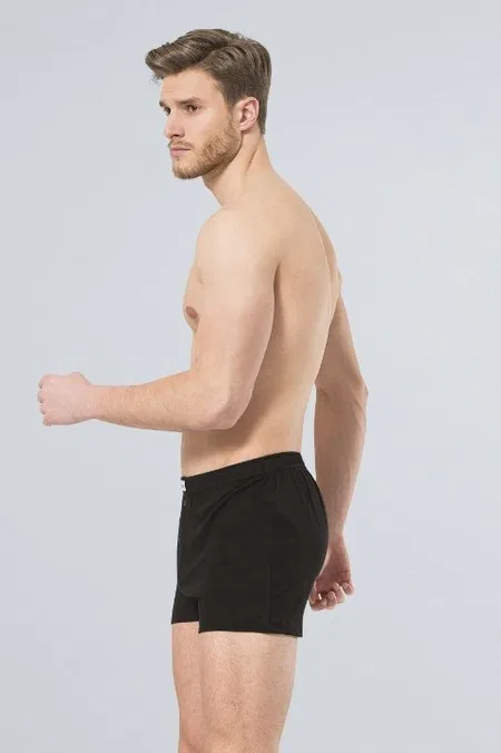 Pamuk Modal Esnek Bel Düğmeli Boxer Türen 186 - Siyah