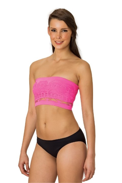 Silikon Bantlı Straplez Büstiyer Emay 4050 - Fuşya