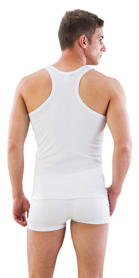 Ribana Yaka Pamuklu Erkek Atlet Emay 12320 - Beyaz