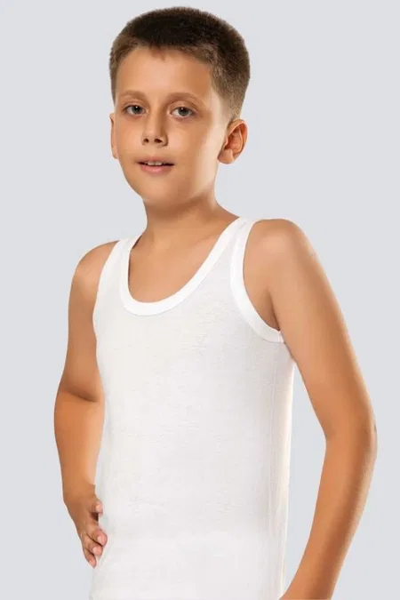 Pamuklu Esnek Kesim Erkek Çocuk Atlet Türen 303 - Beyaz