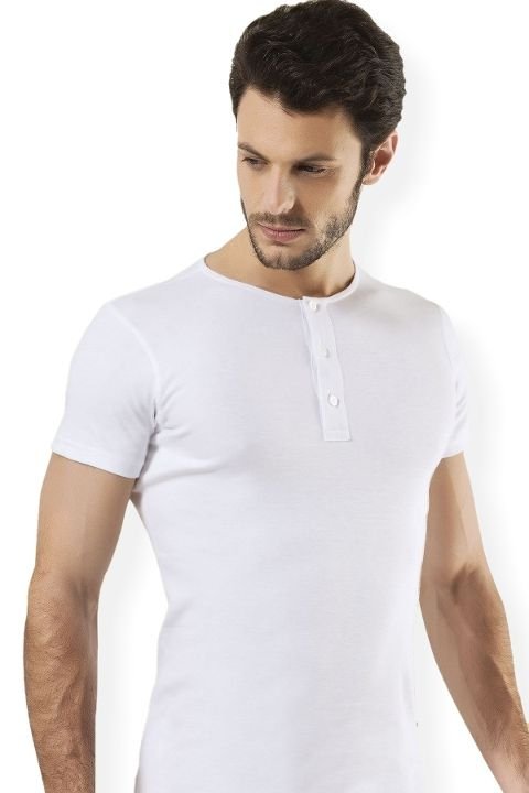 Pamuklu Düğmeli Kol Erkek Atlet HMD 505