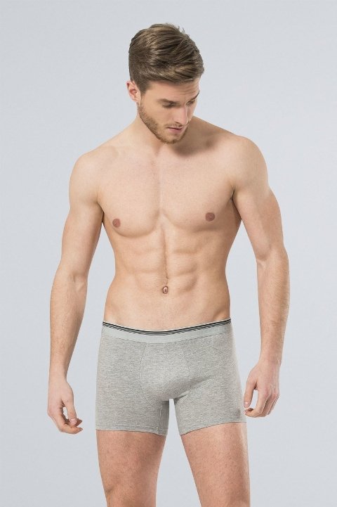 Pamuklu Esnek Bel Boxer (2'li Paket) Türen 126 - Gri