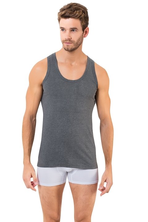 Pamuklu Esnek Yaka Atlet Öztaş 1050 - Antrasit