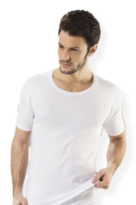 Ribana Pamuklu Bisiklet Yaka Atlet HMD 606 - Beyaz