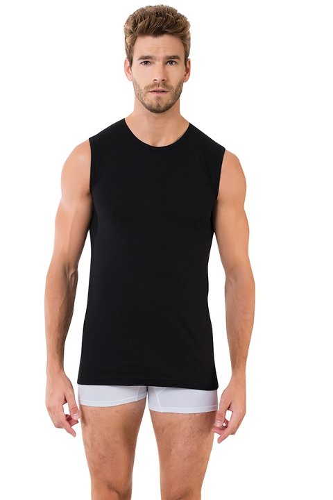 Pamuklu Kolsuz O Yaka Erkek Atlet Öztaş 1041 - Siyah