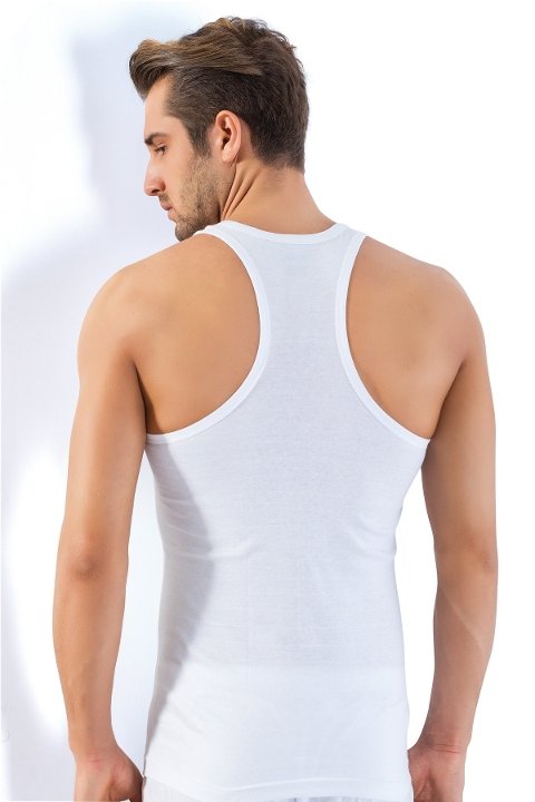 Pamuklu Kısa Kol Sporcu Atlet Lüx DRM 1008 - Beyaz