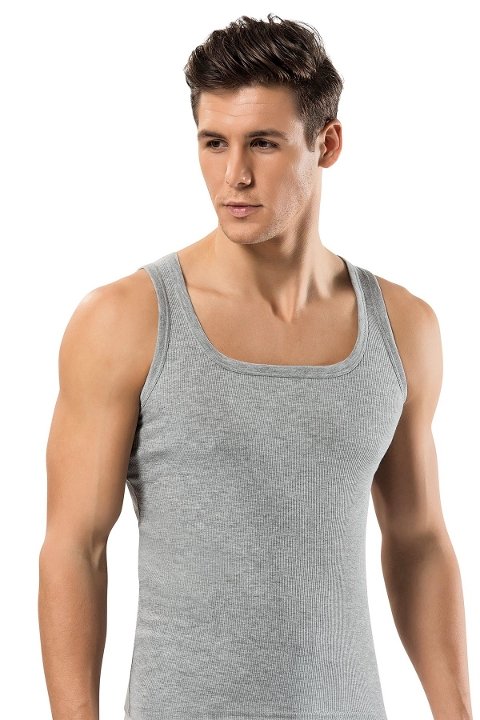 Fitilli Pamuklu Erkek Atlet Erdem 1128 - Gri