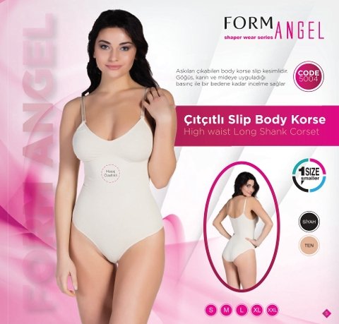 Kademeli Kompresyon Çıtçıtlı Slip Body Korse Form Angel 5004