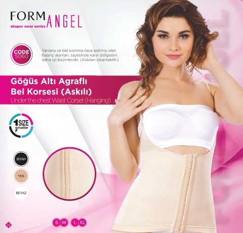 Gögüs Altı Ağraflı Bel Korse Askılı Form Angel 5060