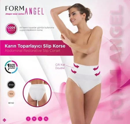 Dikişsiz Kompresyonlu Karın Toparlayıcı Korse Form Angel 5204 - Beyaz