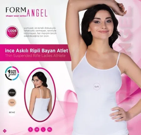 İnce Askılı Pamuklu Bayan Atlet Form Angel 5312 - Beyaz