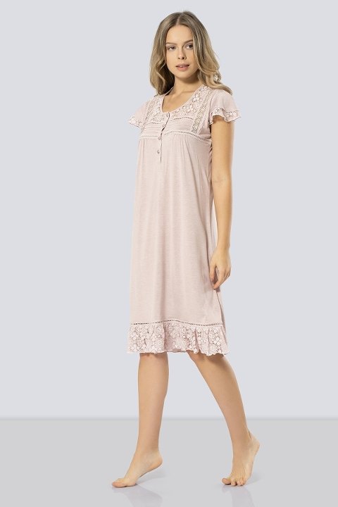 Yumuşak Viskon ve Polyester Kadın Gecelik Türen 3284