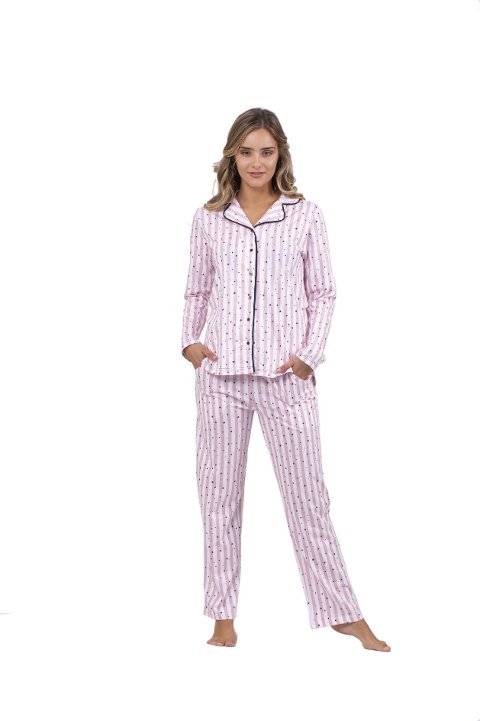 Çift Kaplan Pamuklu Gömlek Yaka Pijama Takımı Çift Kaplan 7713