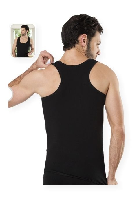 Pamuklu Rahat Kesim Erkek Atlet HMD 701 - Siyah