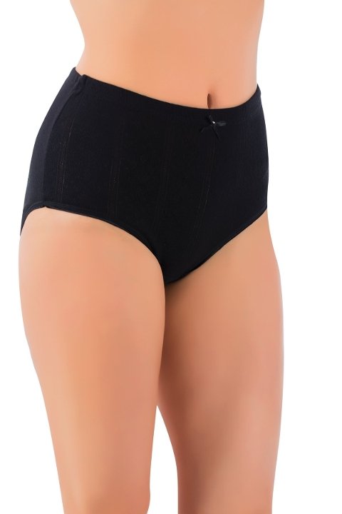 Yüksek Bel Destekli Jakarlı Bayan Bato Külot Lüx DRM 095 - Siyah