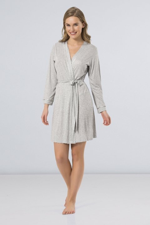 Kısa Kuşaklı Pamuklu Sabahlık Türen 3164