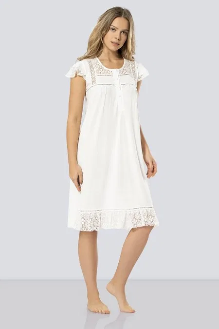 Viskon Polyester Kadın Gecelik Türen 3284 - Krem