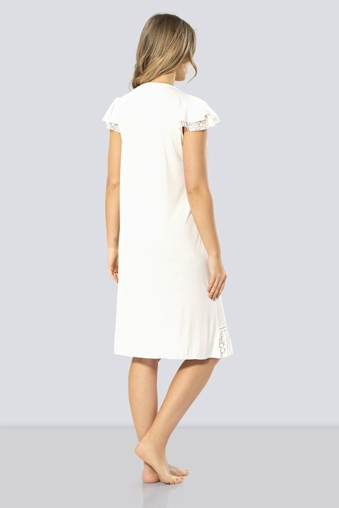 Viskon Polyester Kadın Gecelik Türen 3284 - Krem