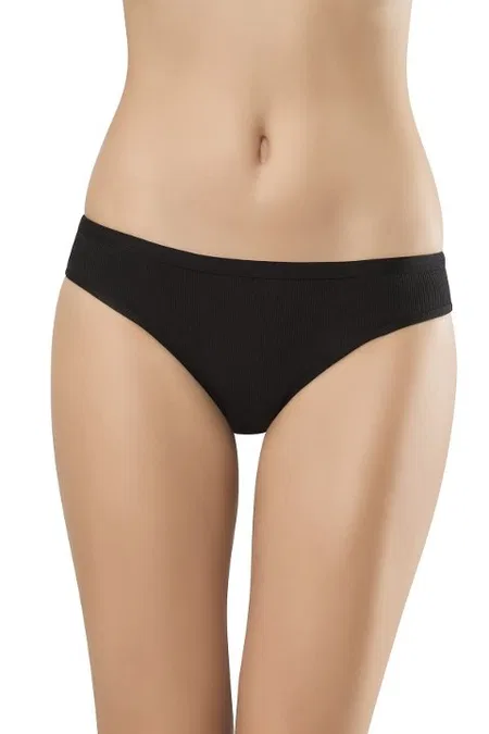 Penye Ağlı Düz Lastikli Bikini Külot Erdem 2504 - Siyah