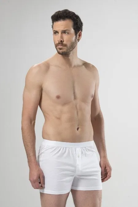 Kemerli Düğmeli Pamuklu Boxer Cacharel 1106 - Beyaz