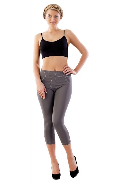 Esnek Yüksek Bel Dikişsiz Tayt Emay 3801 - Gri