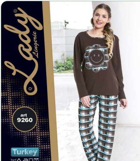Lady Penye ve likra karışımlı taytlı pijama takımı Lady 9260 - Görsel 2
