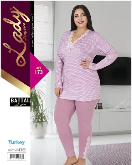 Lady Puanlı Uzun Kollu Penye Pijama Takımı Lady 173 - Görsel 2