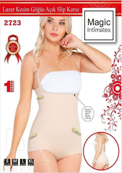Lazer Kesim Göğsü Açık Slip Korse Polyamid Elastan Emay 2723 - Ten