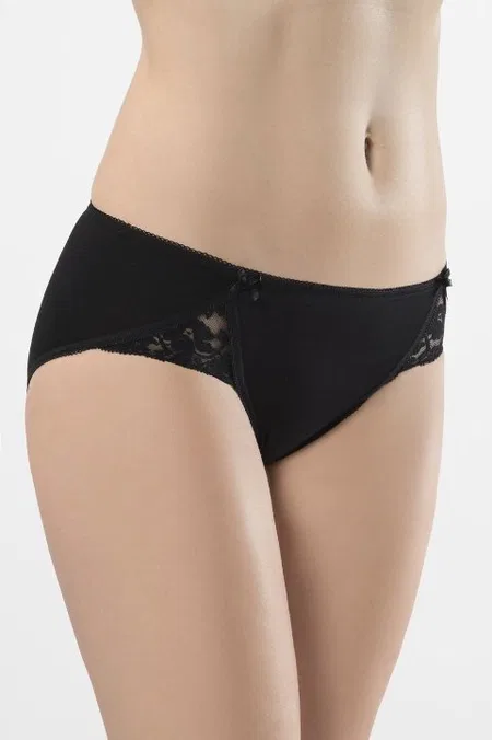 Pamuklu Dantelli Slip Külot 2'li Paket Türen 961 - Siyah