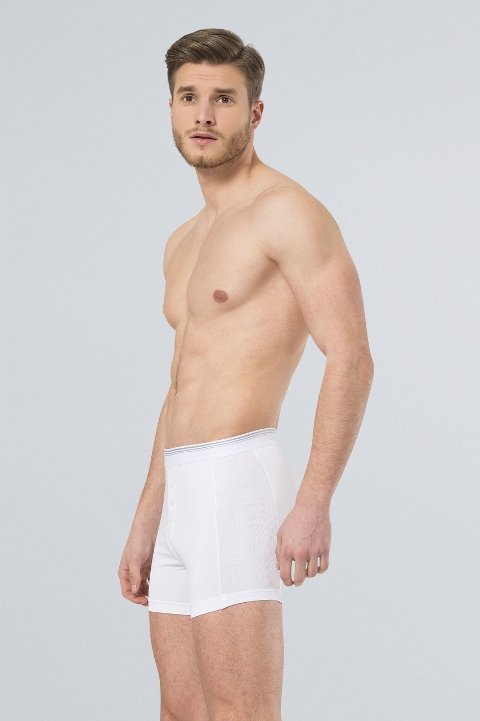 Likralı Pamuklu Düğmeli Boxer (2'li Paket) Türen 135