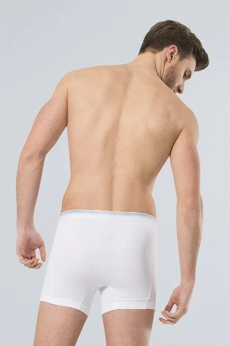 Likralı Pamuklu Düğmeli Boxer (2'li Paket) Türen 135 - Beyaz