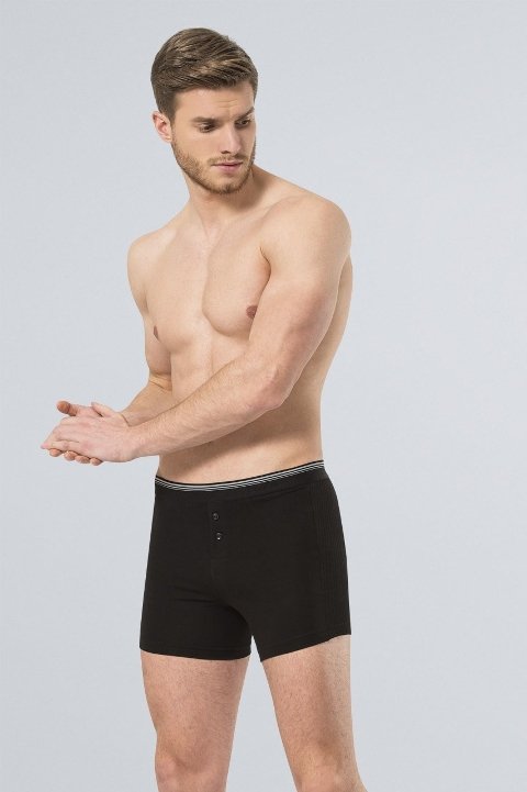 Pamuklu Esnek Bel Lastiği Düğmeli Boxer Türen 135 - 2