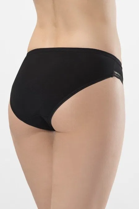 Likralı Yüksek Bel Bikini Slip Külot Türen 238 - Siyah