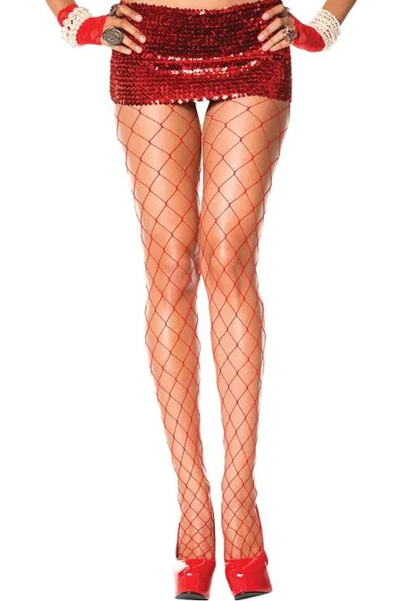 Merry See Seksi Fileli Çorap Kırmızı - Kırmızı